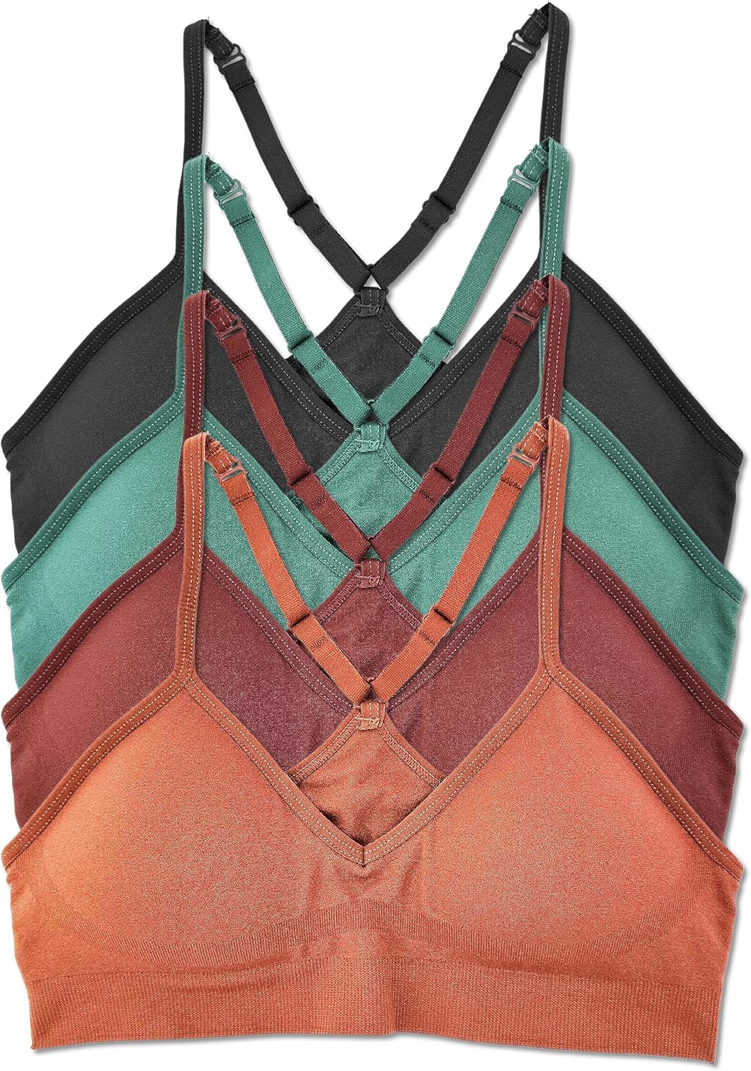 Kalon Women’s 4 Pack Racerback Sports Bralette Seamless Wireless Comfort Bra