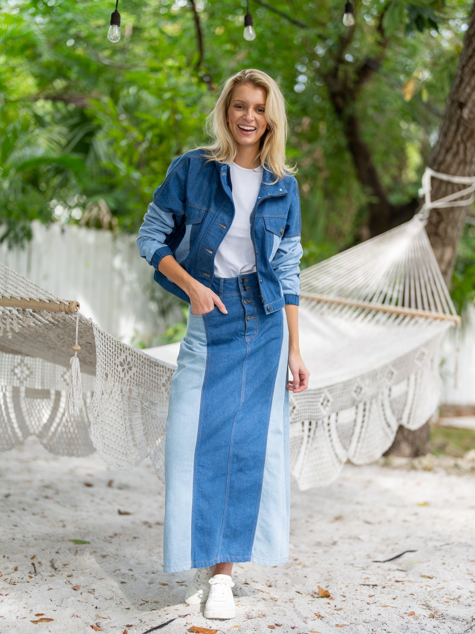 LONG DENIM A SKIRT