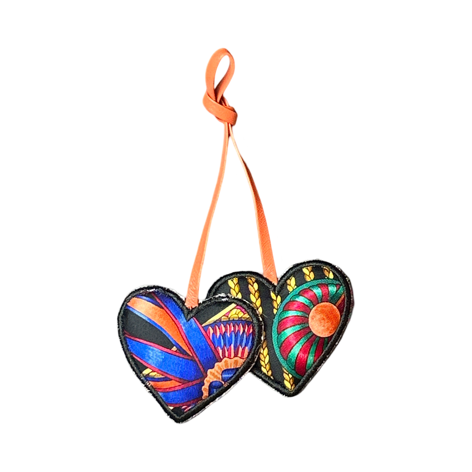 Rubans du Cheval Noir Scarf Double Heart Bag Charm