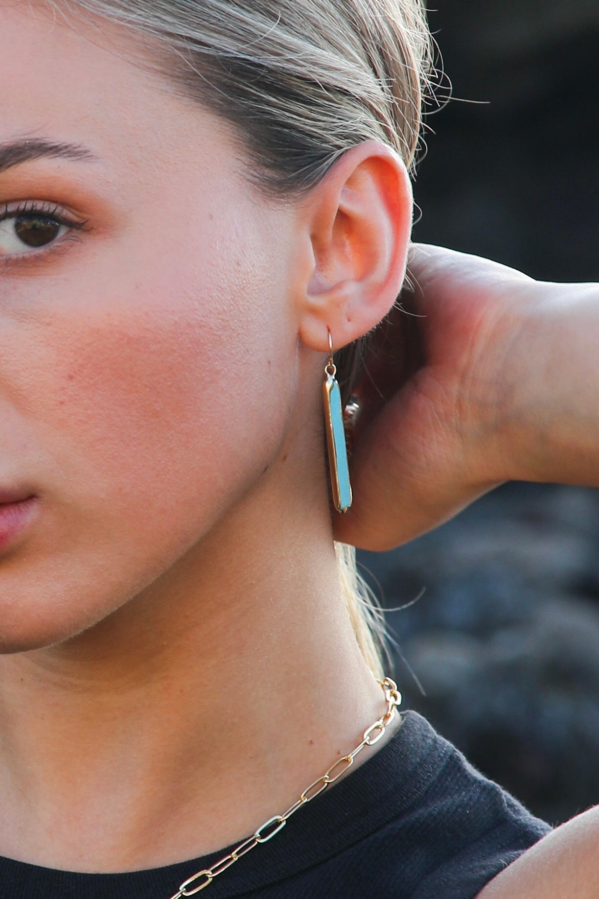 Simple Turquoise Bar Earrings by Toasted Jewelry