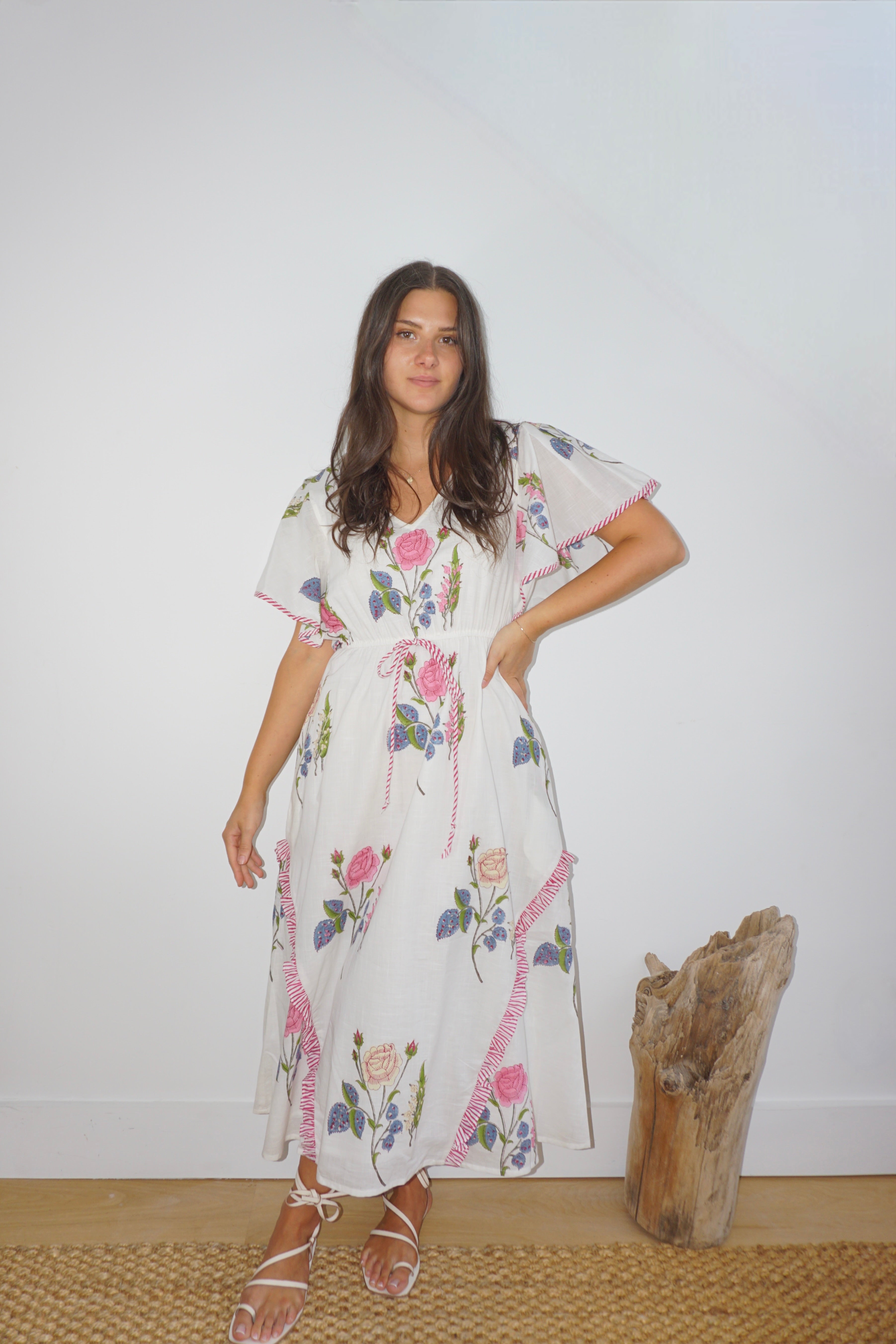 Carter Midi Dress in Multi Rosette
