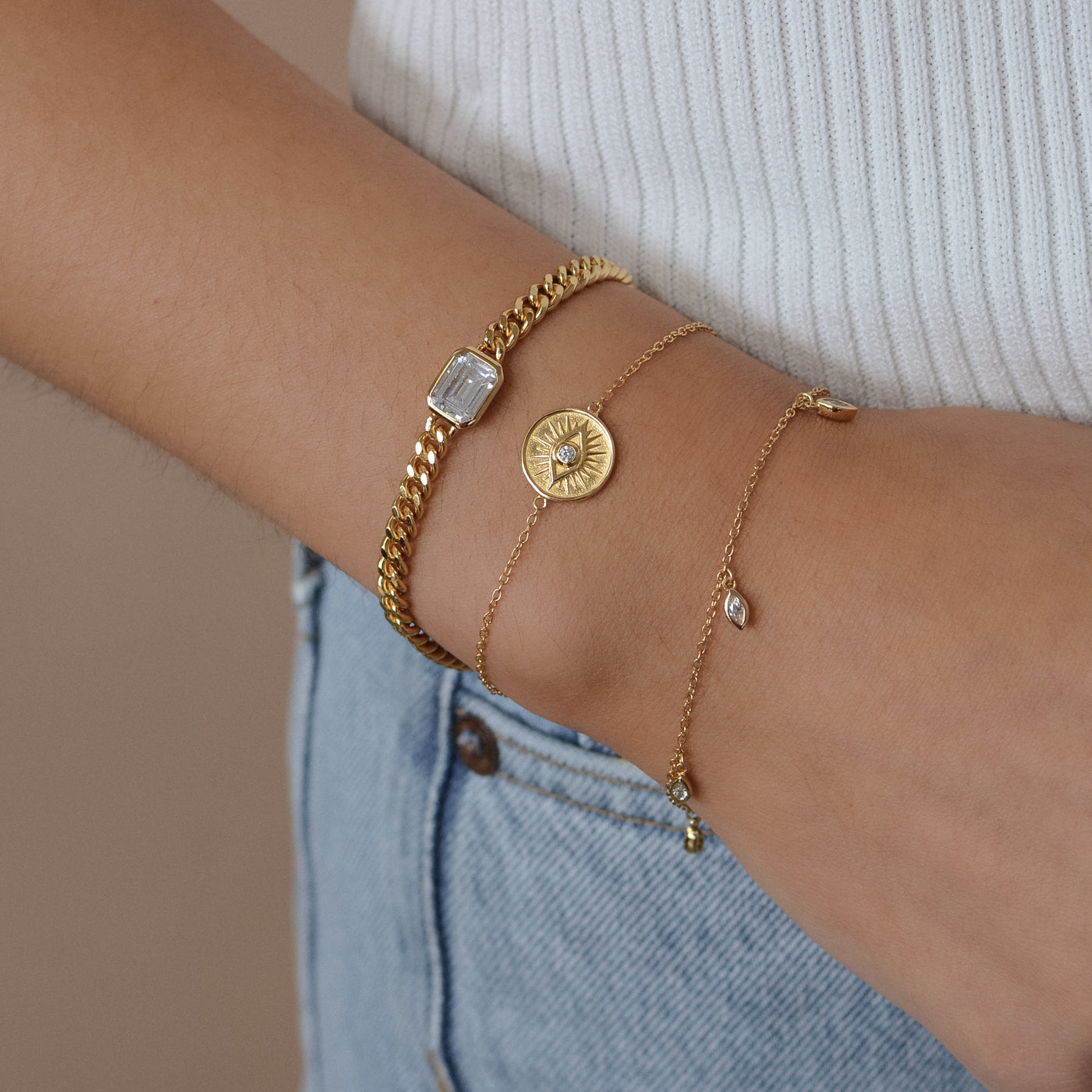Manhattan Chain Bracelet w CZ