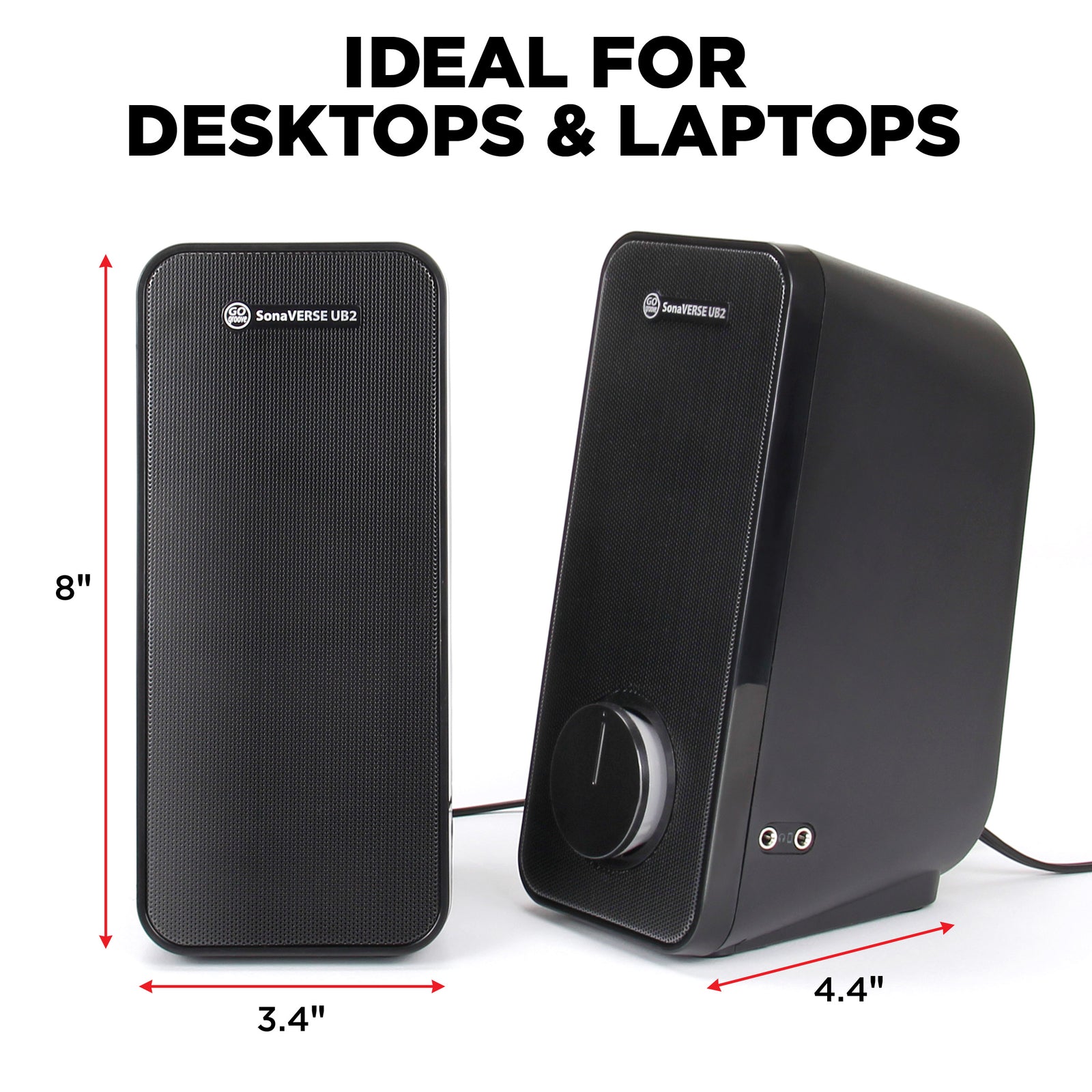 GOgroove SonaVERSE UB2 USB‑Powered 2‑Way Speakers (Blackout)