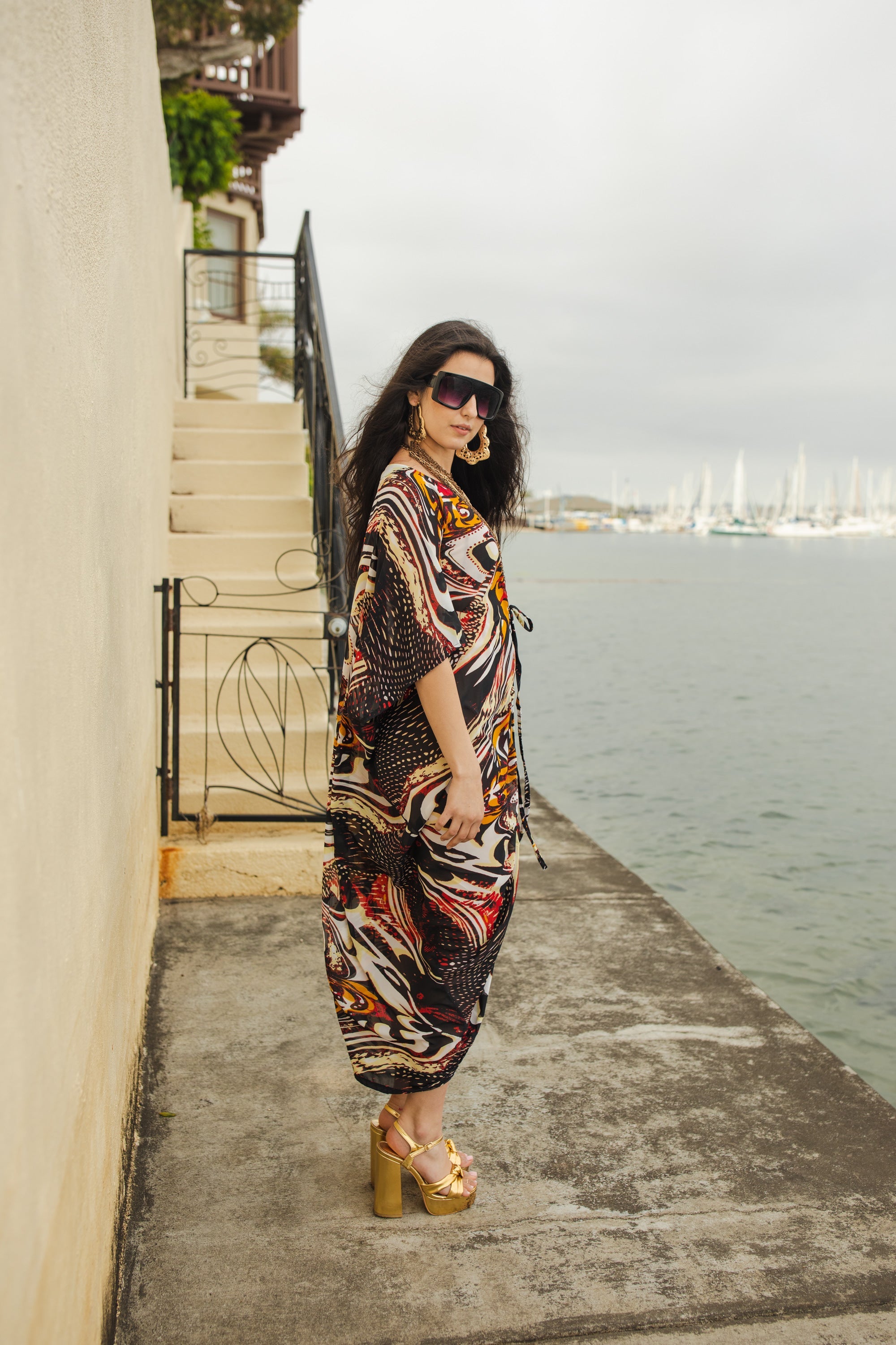 Actius Caftan Kaftan Dress in Rouge