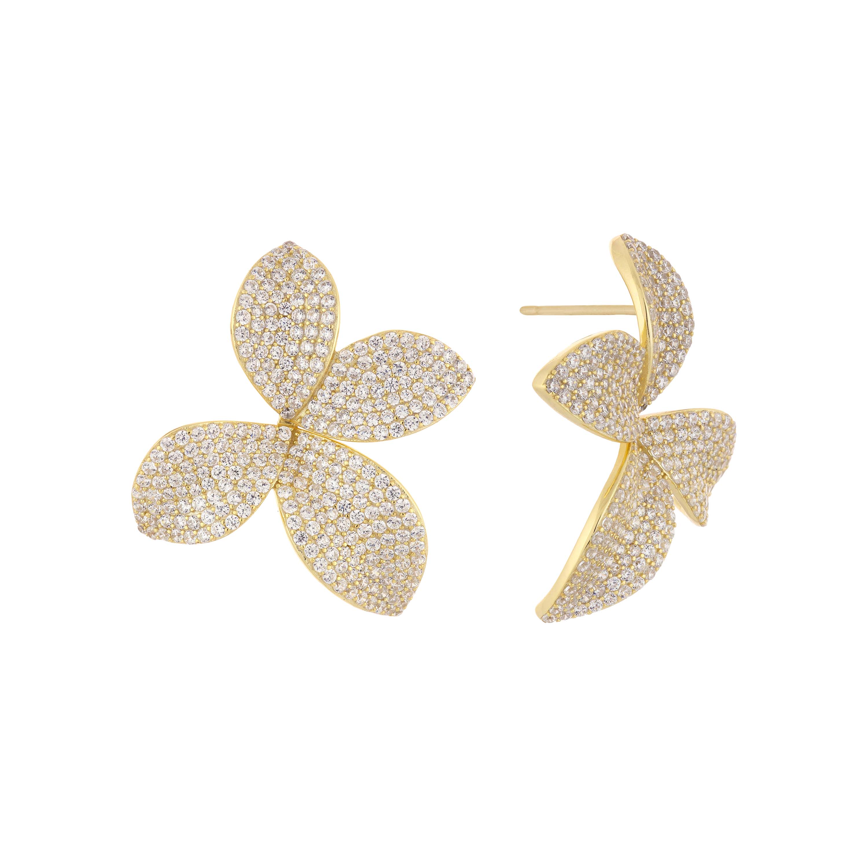 Gold Pavé Fancy On The Ear Stud Earring - Adina's Jewels