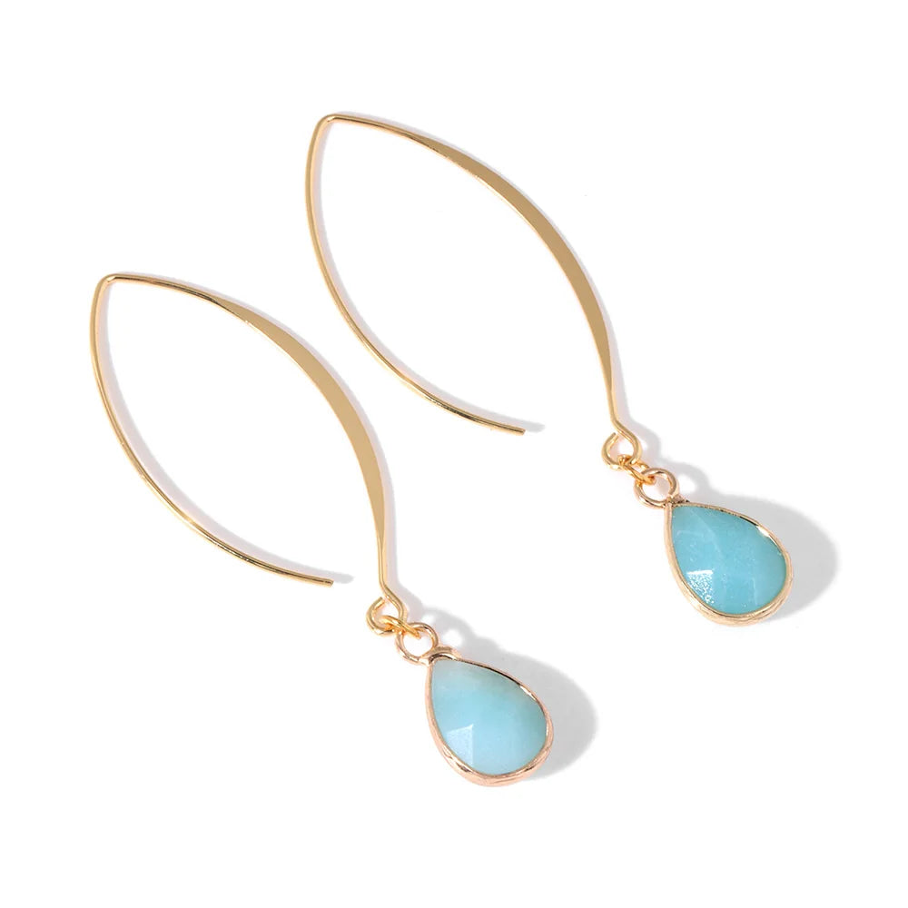 Crystal Faceted Teardrop Gold Earrings