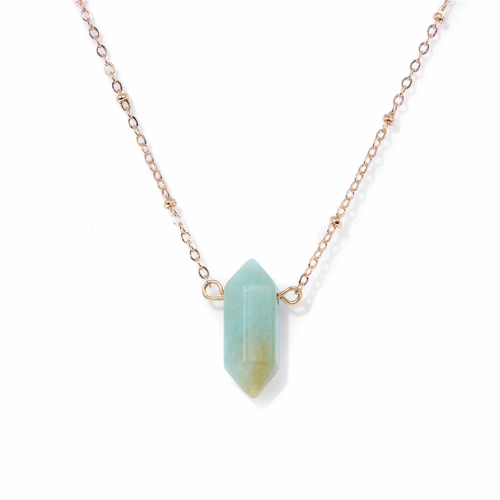 Crystal Hexagon Gold Necklaces