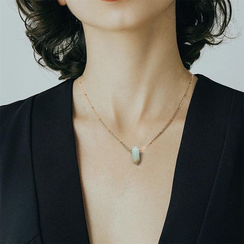 Crystal Hexagon Gold Necklaces