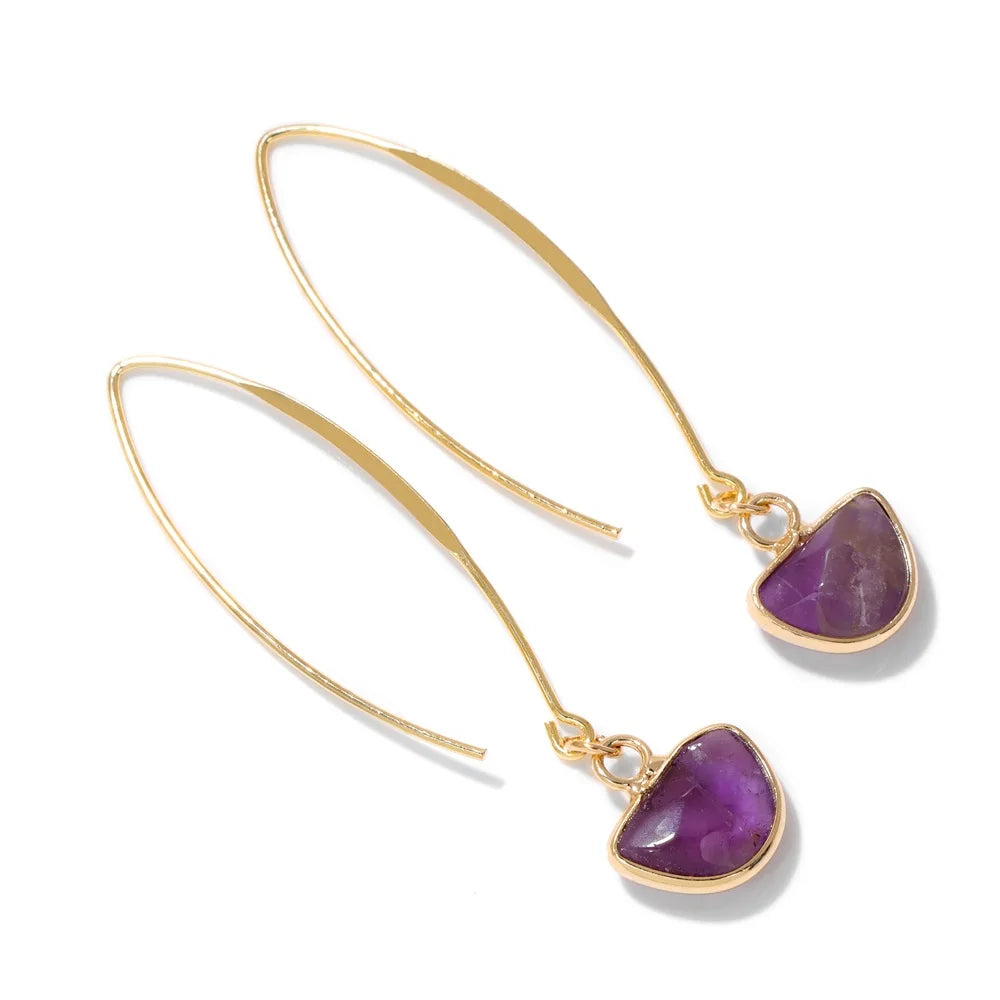 Crystal Faceted Teardrop Gold Earrings