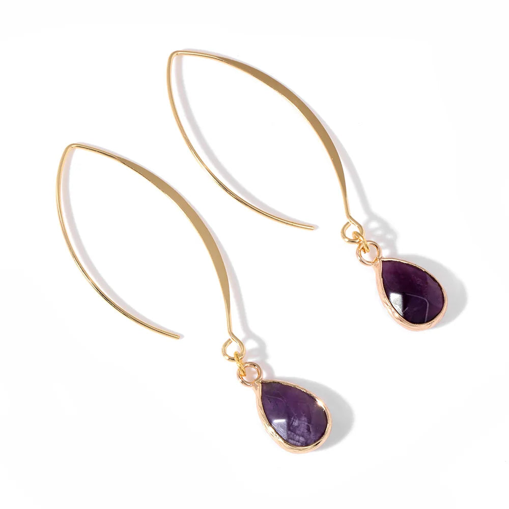 Crystal Faceted Teardrop Gold Earrings