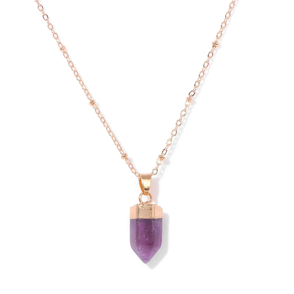 Crystal Point Gold Pendant Necklaces