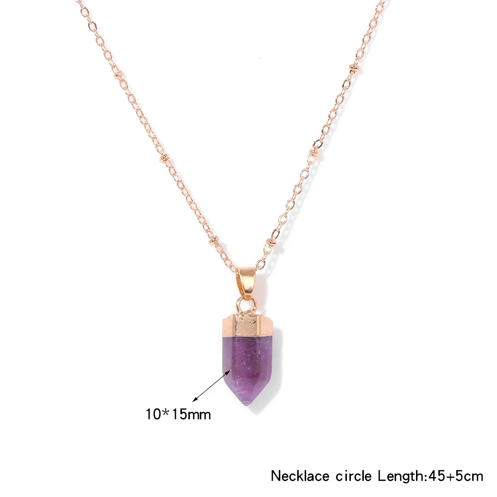 Crystal Point Gold Pendant Necklaces