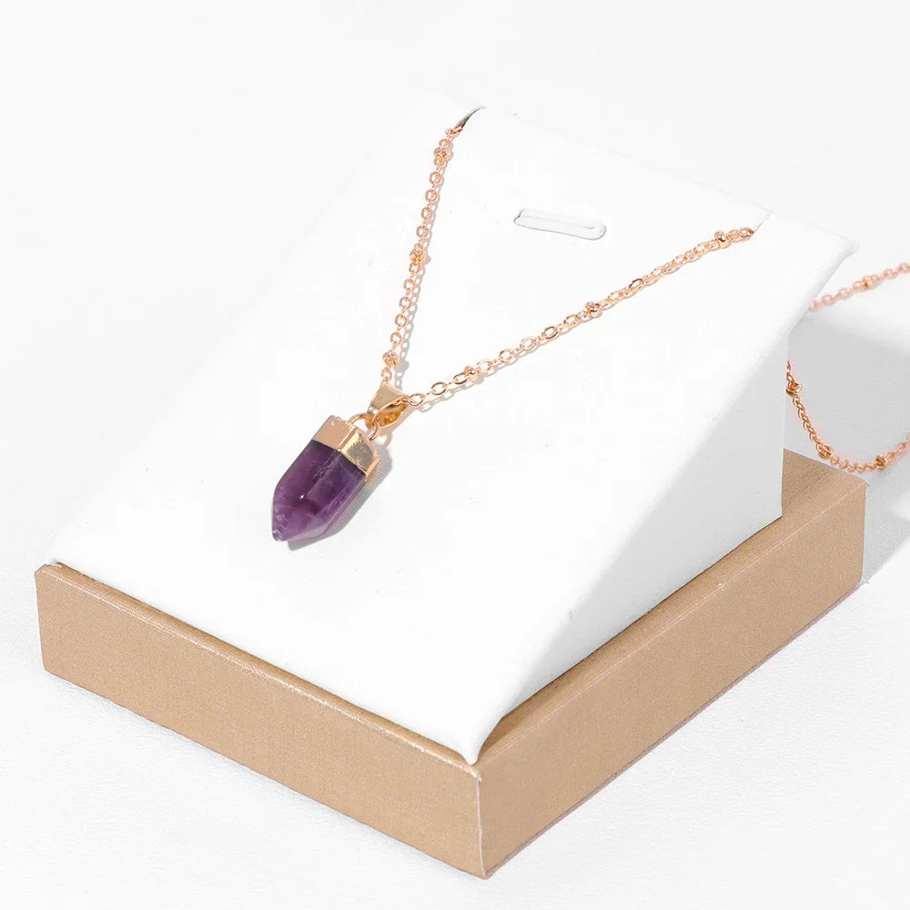 Crystal Point Gold Pendant Necklaces
