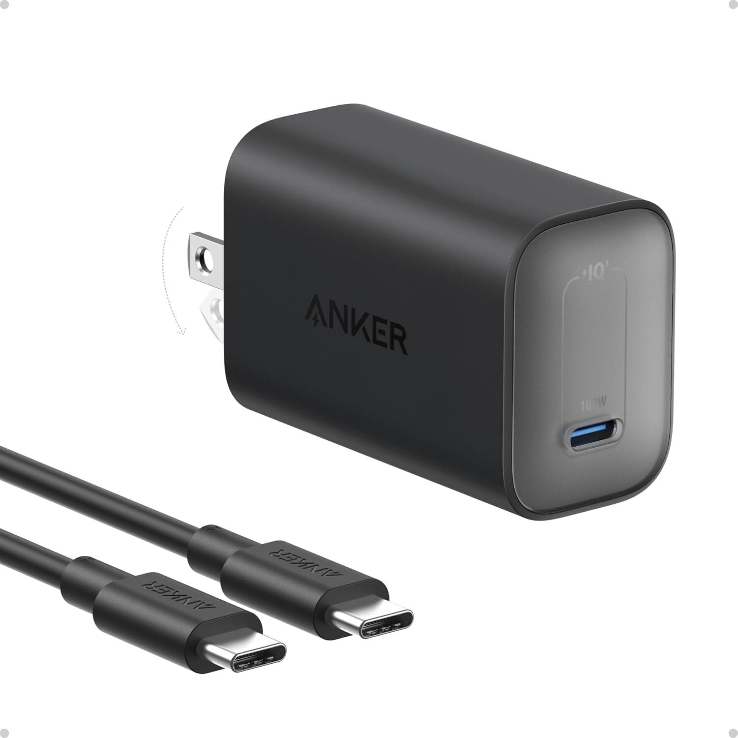 Anker Nano 100W MacBook Charger – Foldable USB-C Adapter with 6ft Cable
