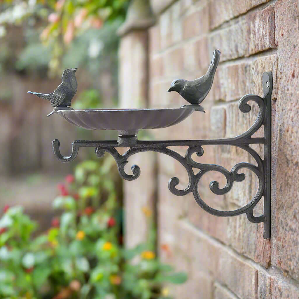 Antique-Style Wall-Mounted Bird Feeder with Birds