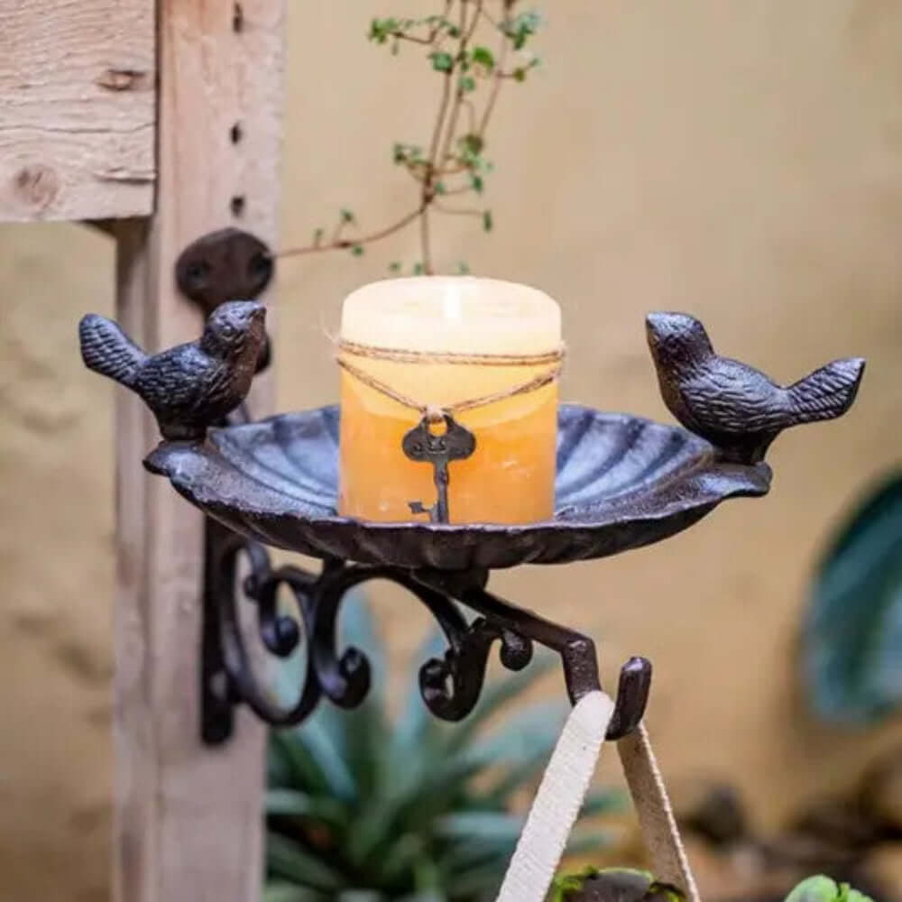Antique-Style Wall-Mounted Bird Feeder with Birds