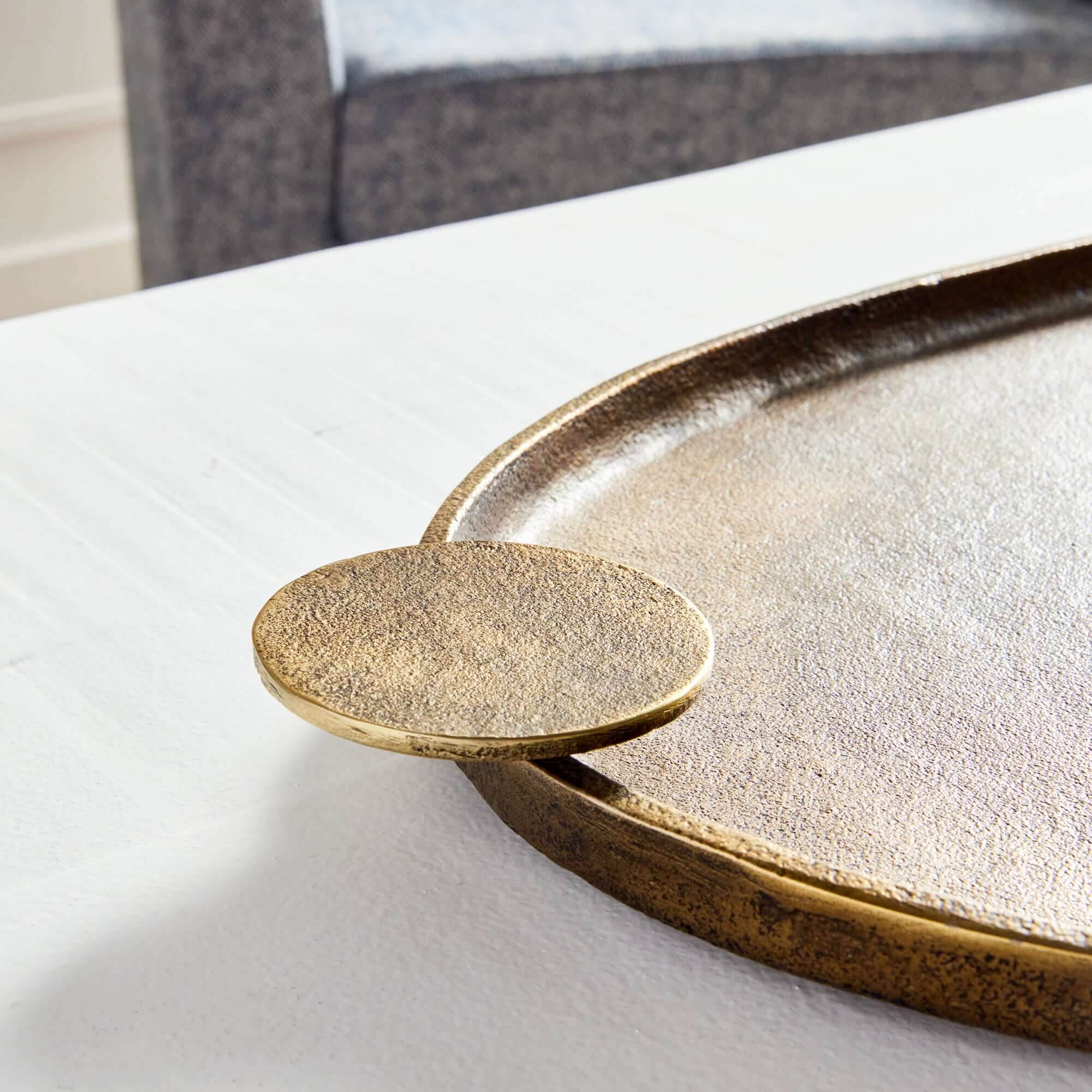 Antique Brass Decorative Tray with Handles