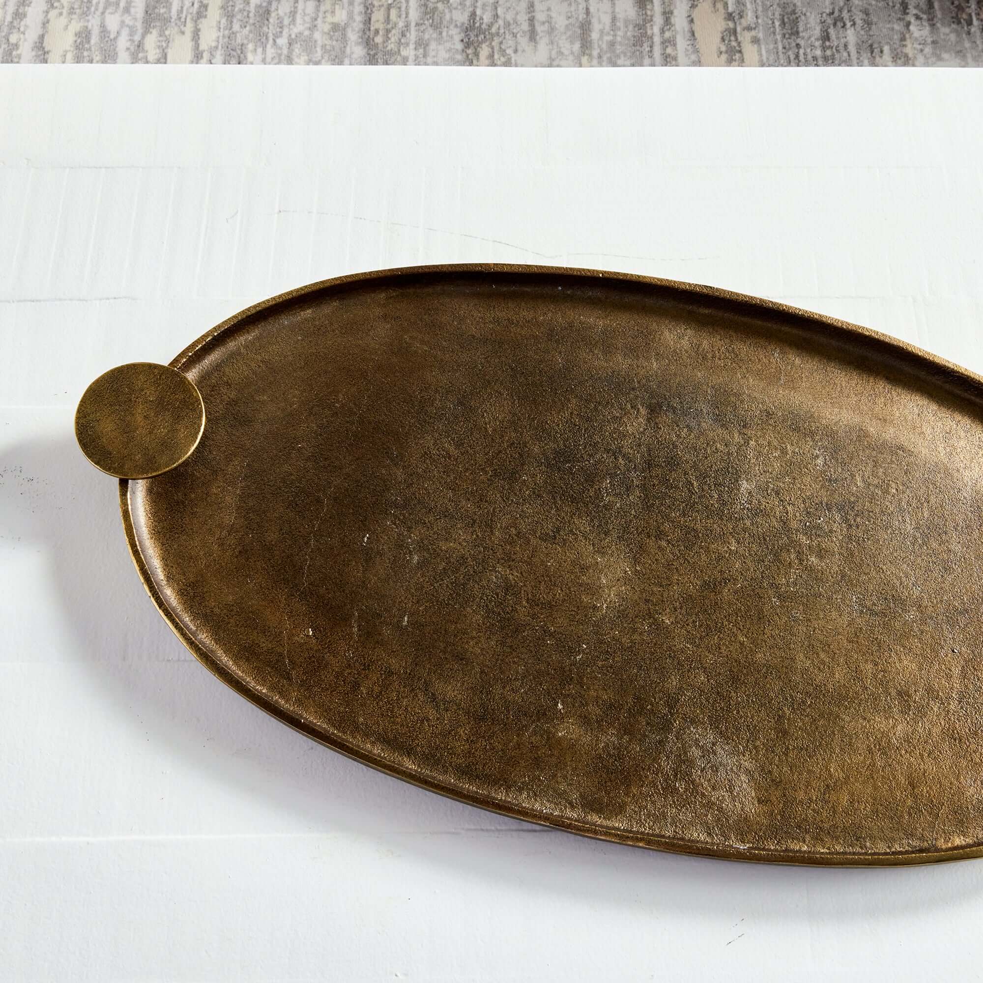 Antique Brass Decorative Tray with Handles