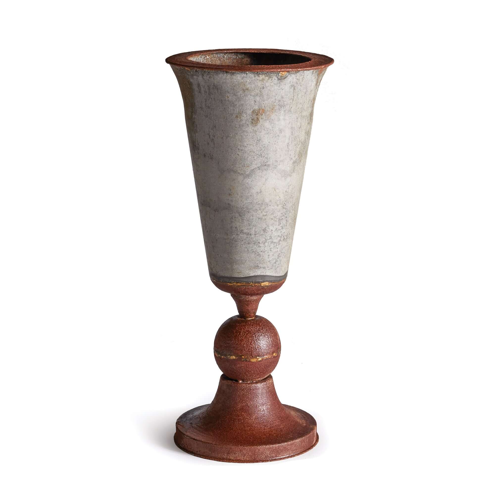 Antique Style Weathered Metal Urn Planter