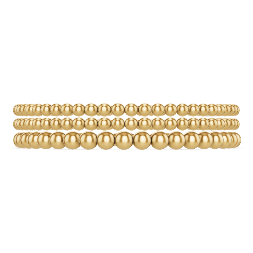 433 Gold Bead Bracelet Stack