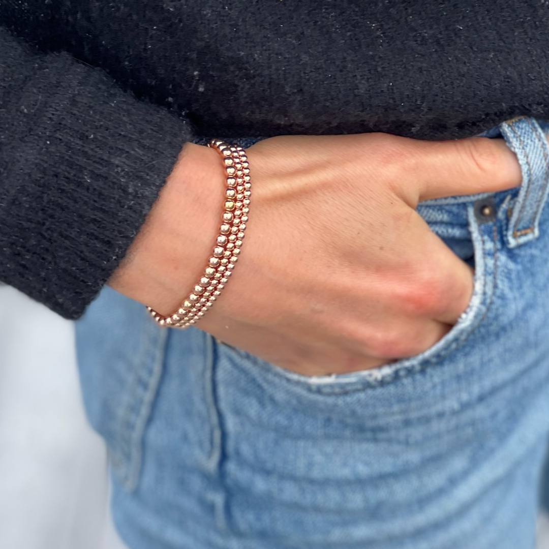 433 Rose Gold Bead Bracelet Stack