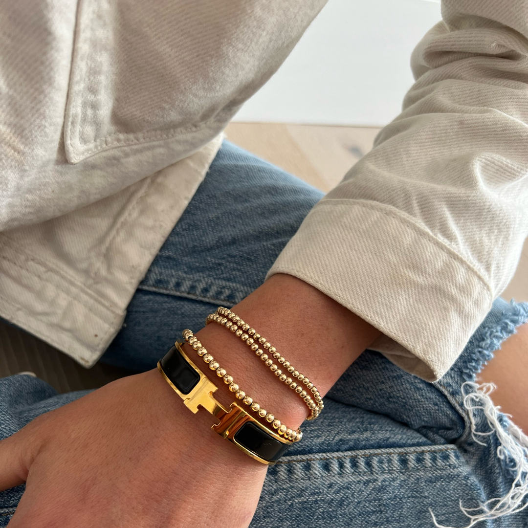 433 Gold Bead Bracelet Stack