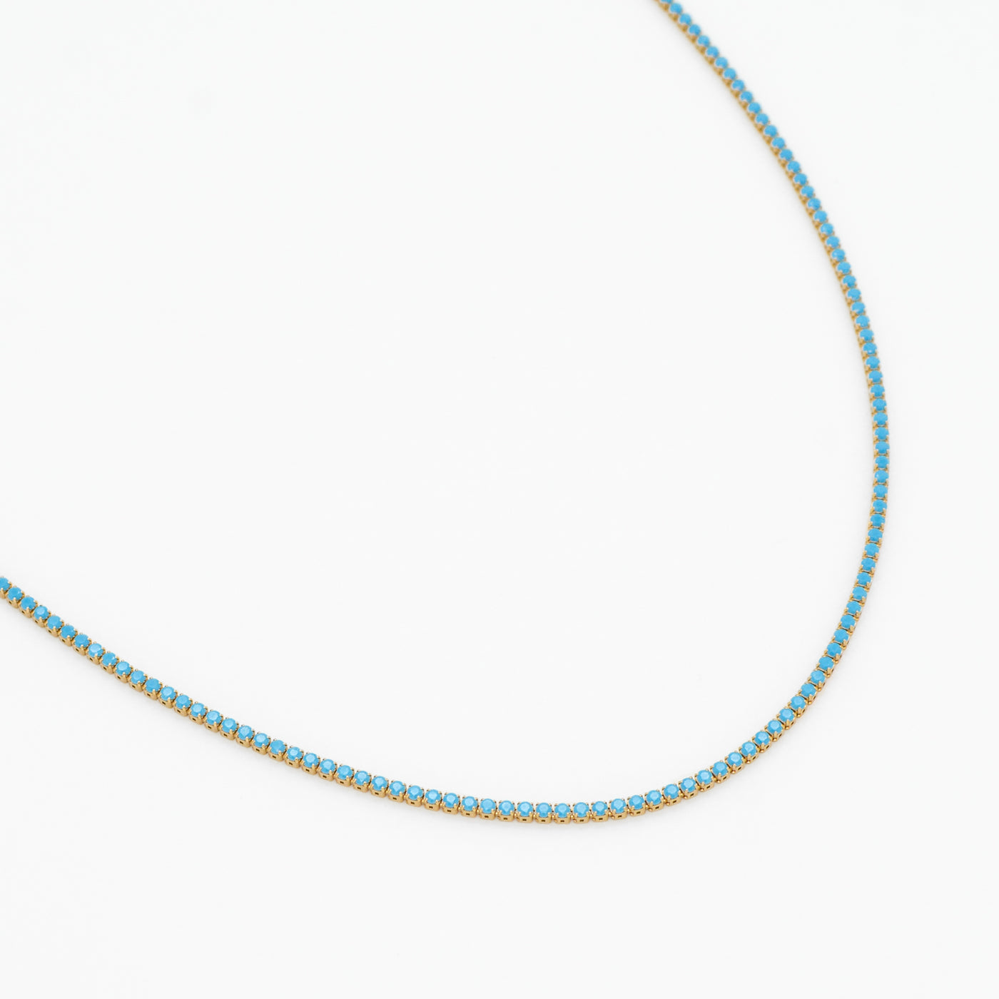 Dallas Micro Tennis Necklace in Turquoise CZ