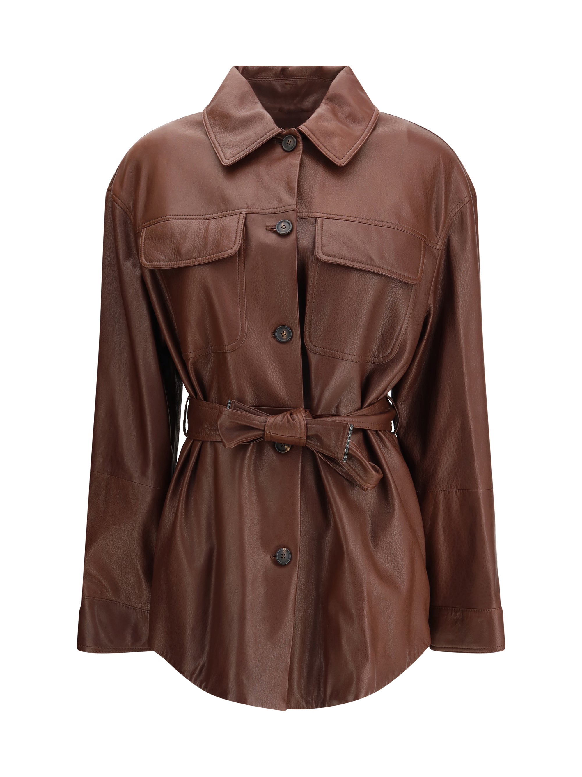Brunello Cucinelli Women Saharan Leather Jacket