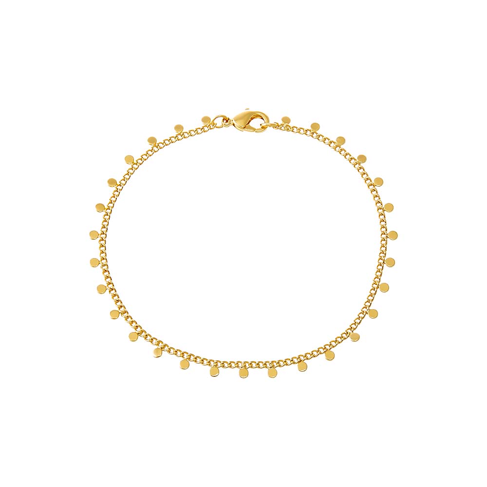 Gold / 6.75" Solid Dangling Discs Cuban Link Bracelet - Adina's Jewels