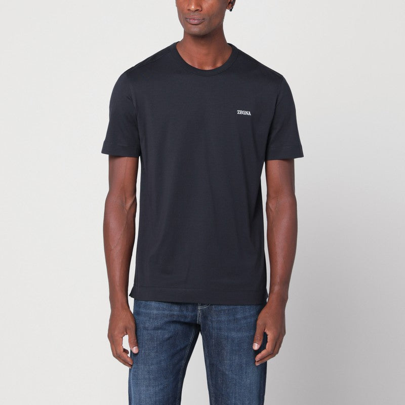 Zegna Navy Blue T-Shirt With Logo Men