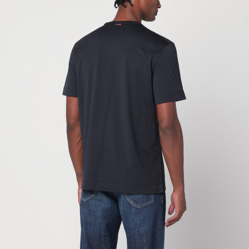 Zegna Navy Blue T-Shirt With Logo Men