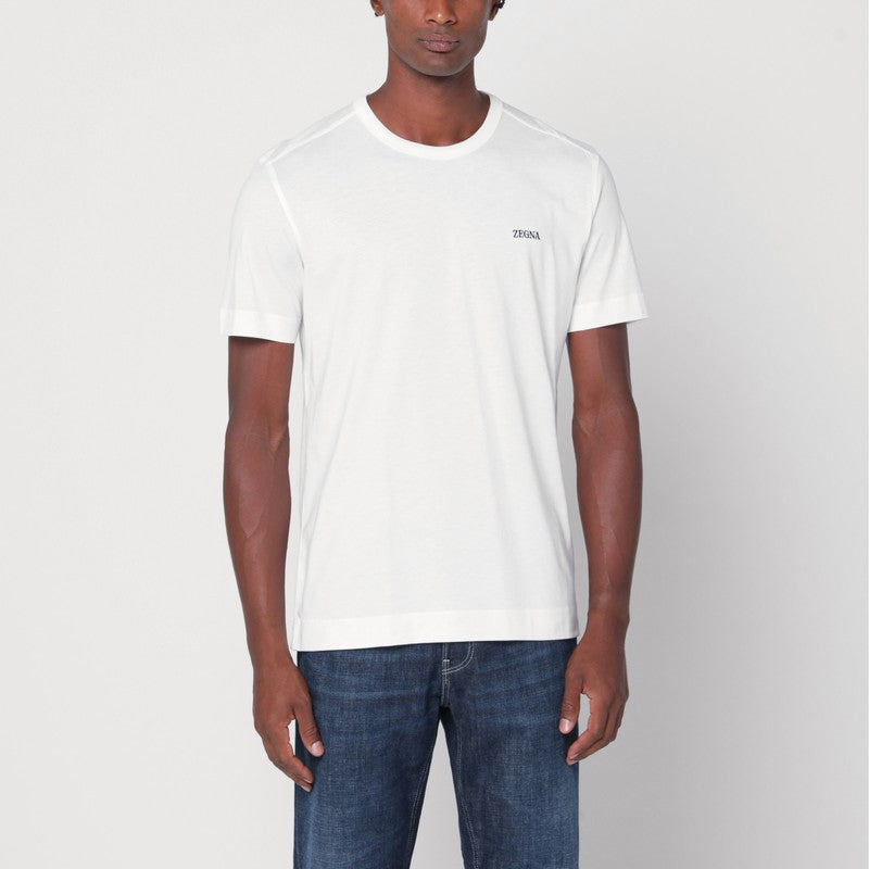 Zegna White T-Shirt With Logo Men