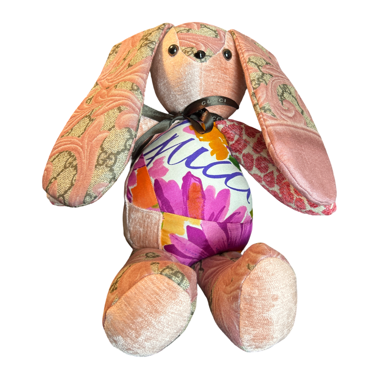 GG Logo Vintage Silk Scarf Patchwork Bunny