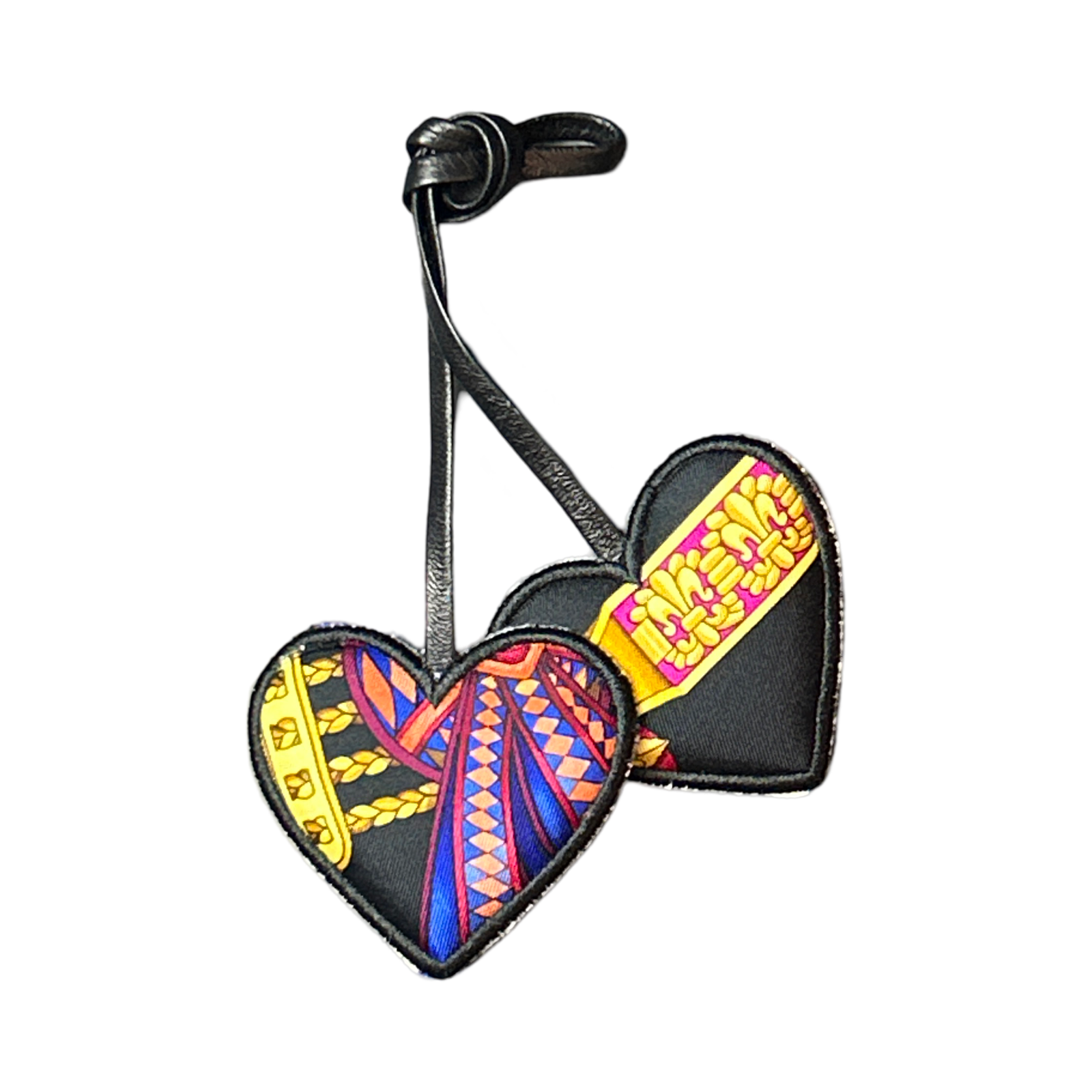 Rubans du Cheval Noir Scarf Double Heart Bag Charm