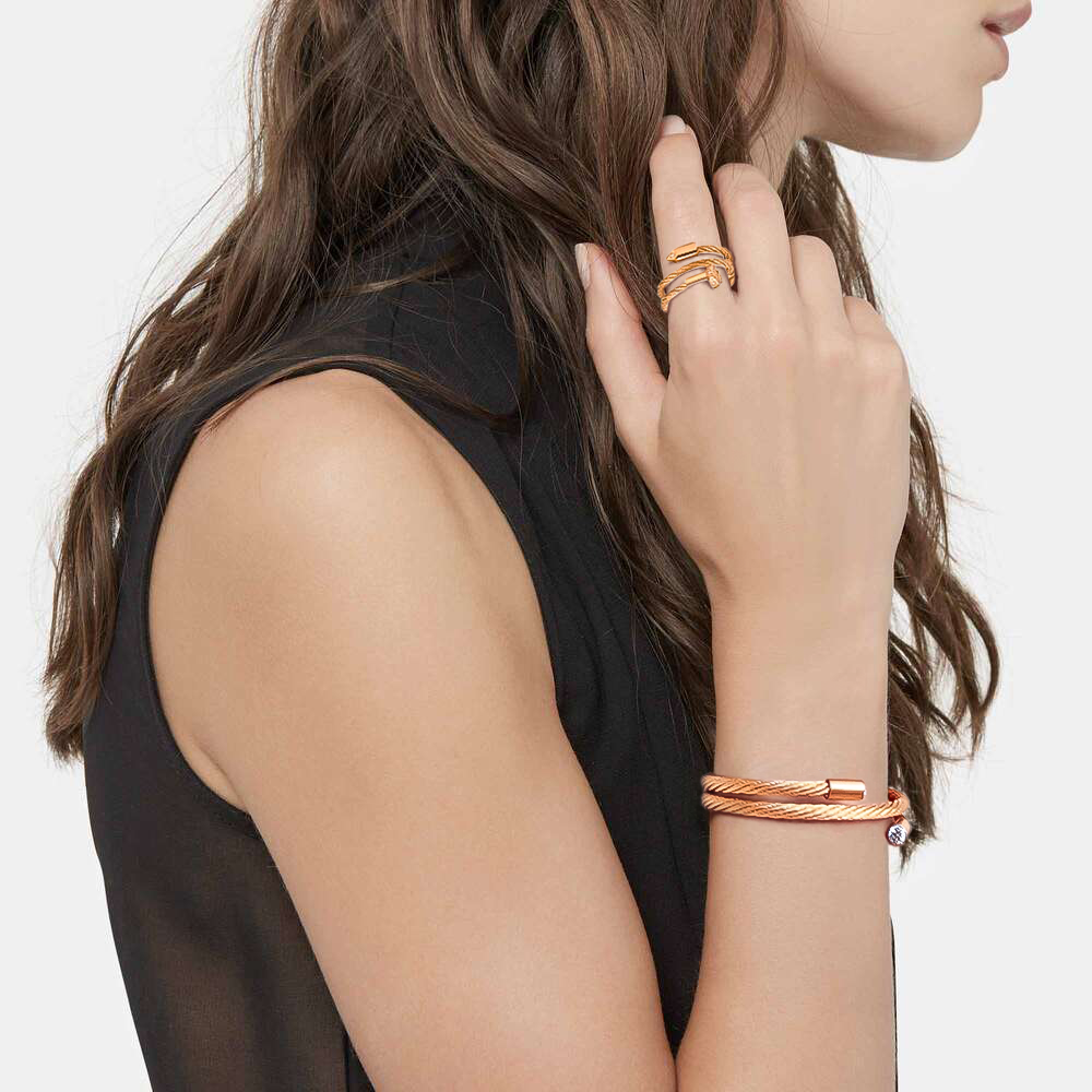 BG003RG B.Tiff Double Wrapped Cable Rose Gold Bangle Bracelet