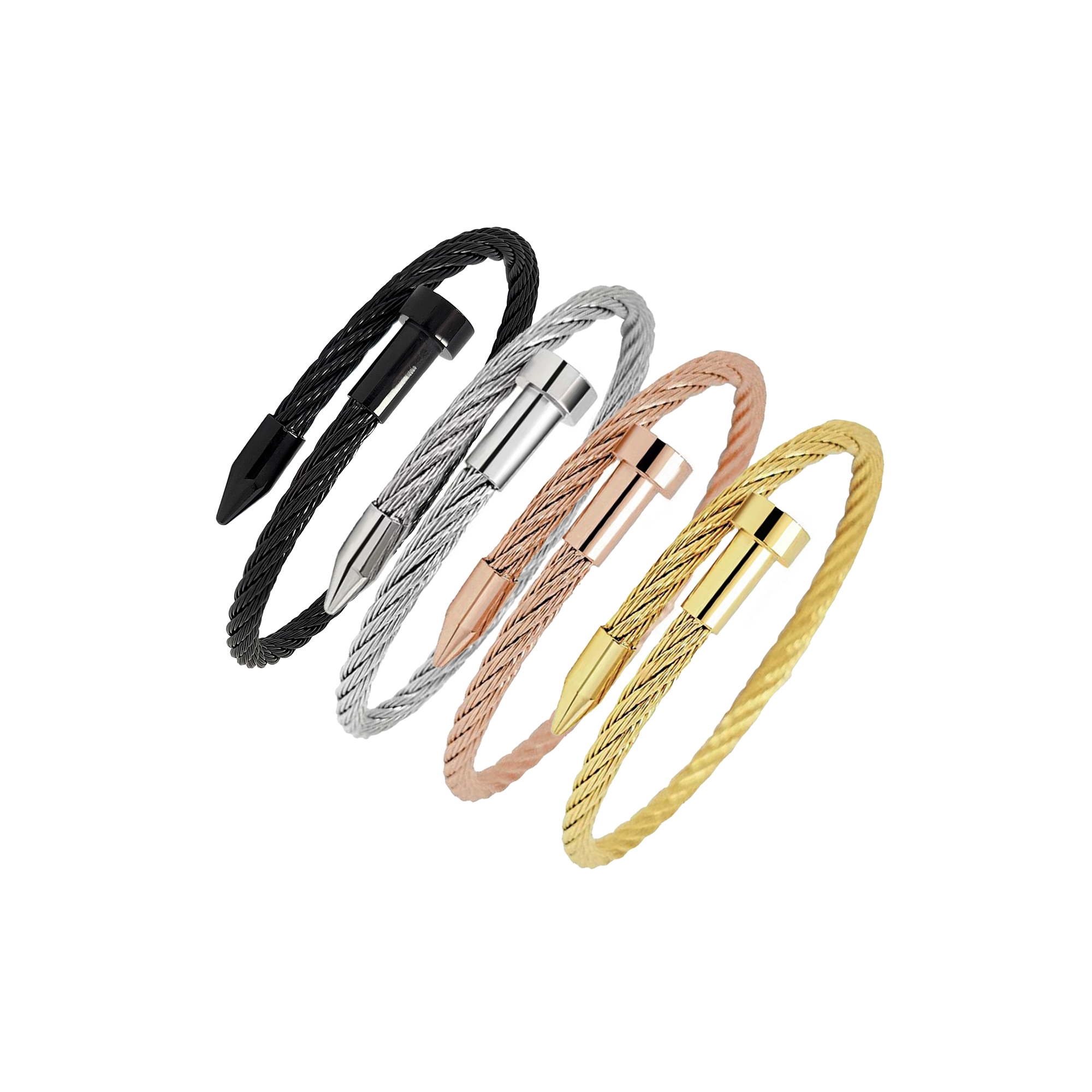 BG004RG B.Tiff Rose Gold Pointe Cable Bangle Bracelet by B.Tiff New York