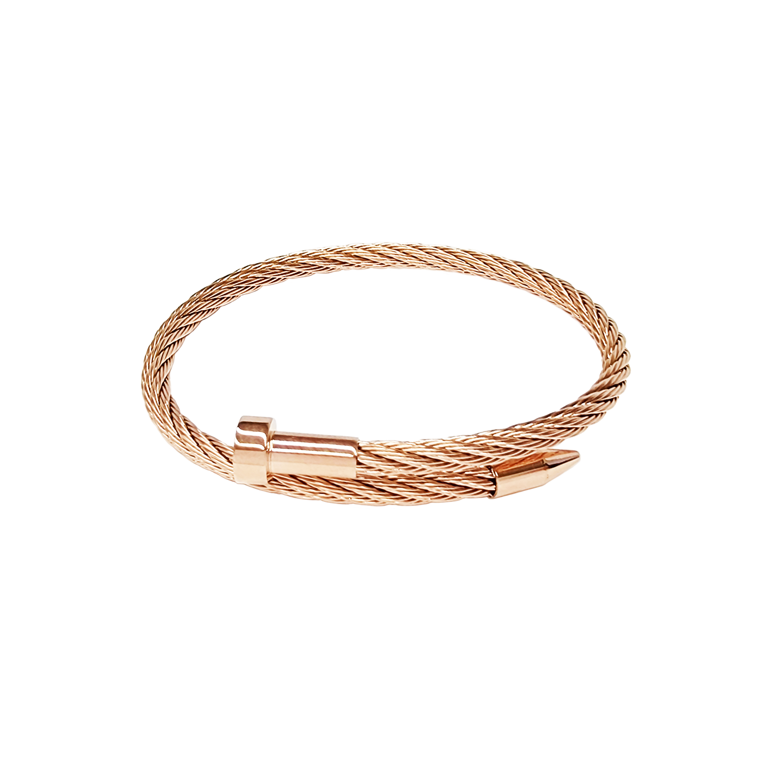 BG004RG B.Tiff Rose Gold Pointe Cable Bangle Bracelet by B.Tiff New York