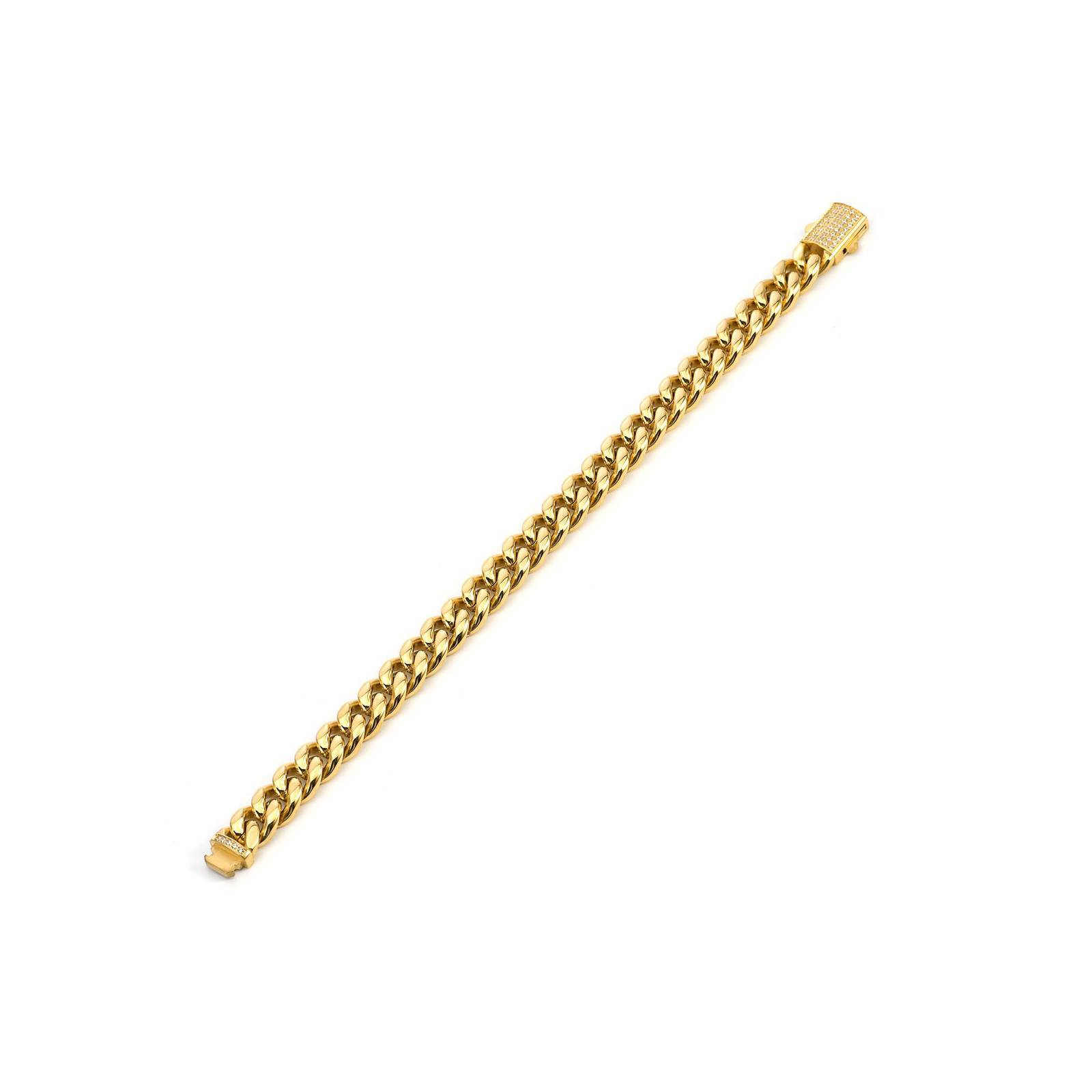 BG810G B.Tiff Gold Pavé Clasp Curb Link Chain Bracelet