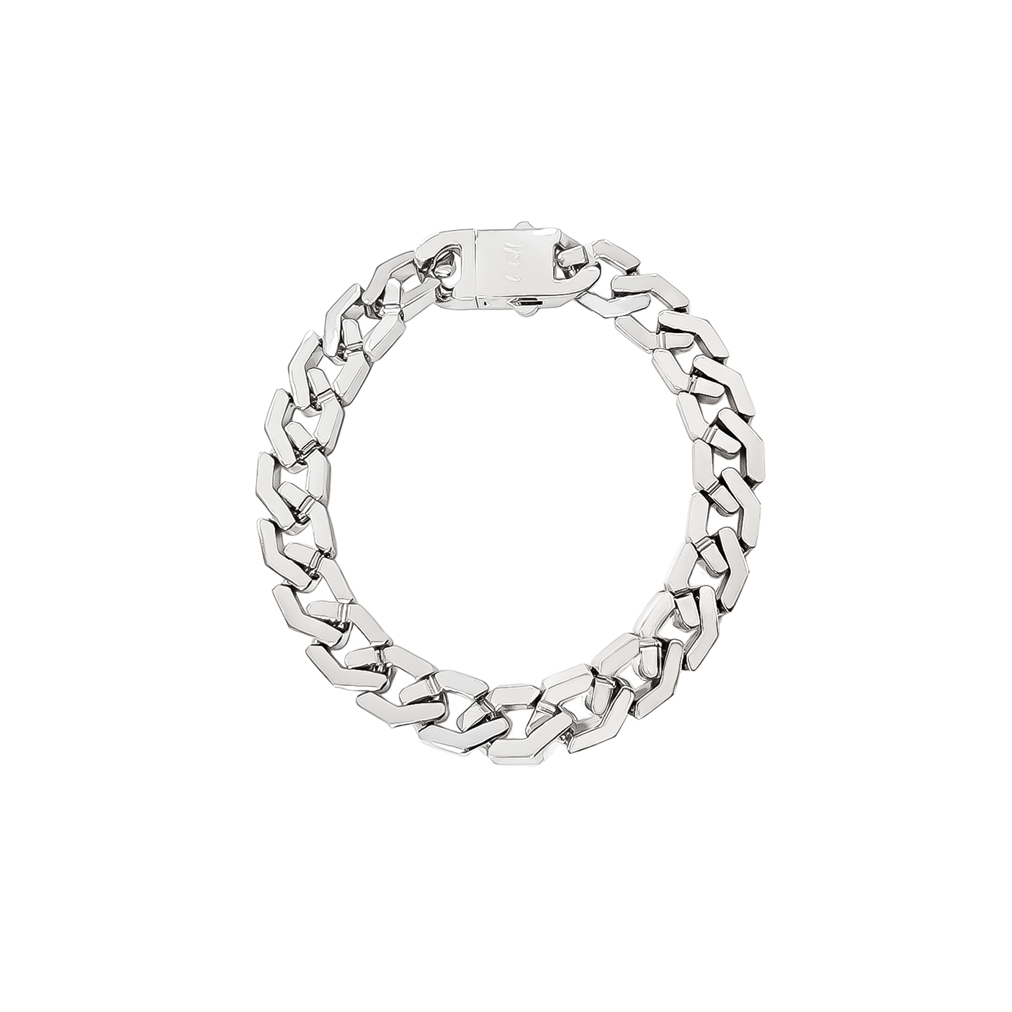 BG100W B.Tiff High Polish Flat Angular Cuban Link Bracelet