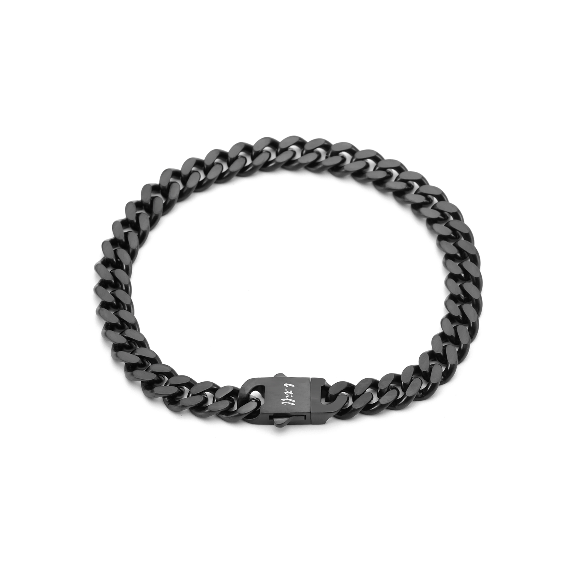 BG138B B.Tiff 8mm Black Flat Cuban Link Bracelet