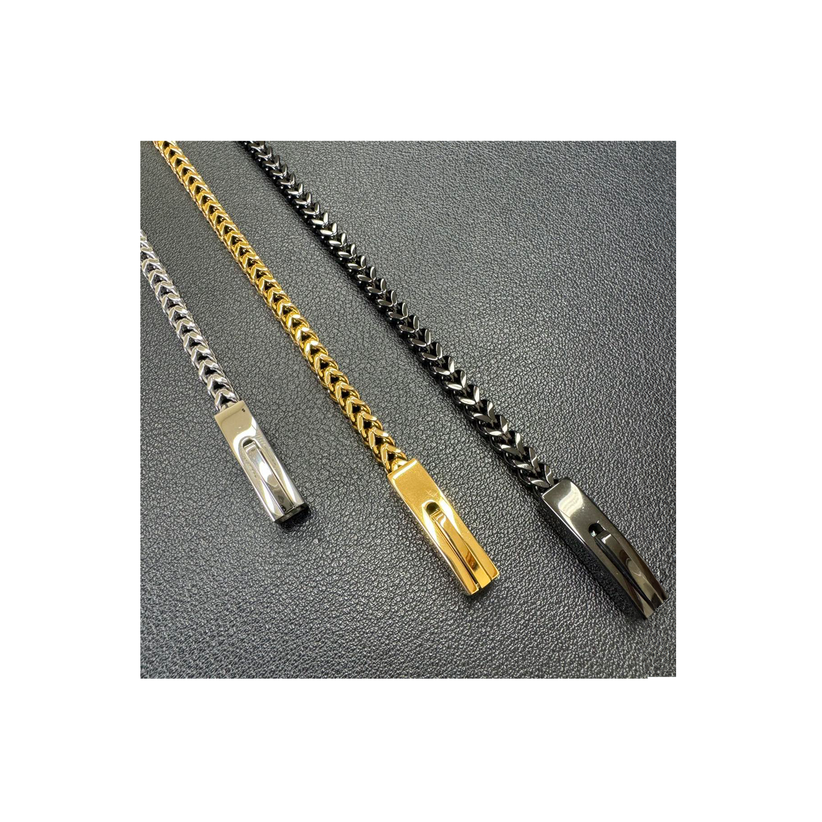 BG140B B.Tiff Black Franco Link Bracelet