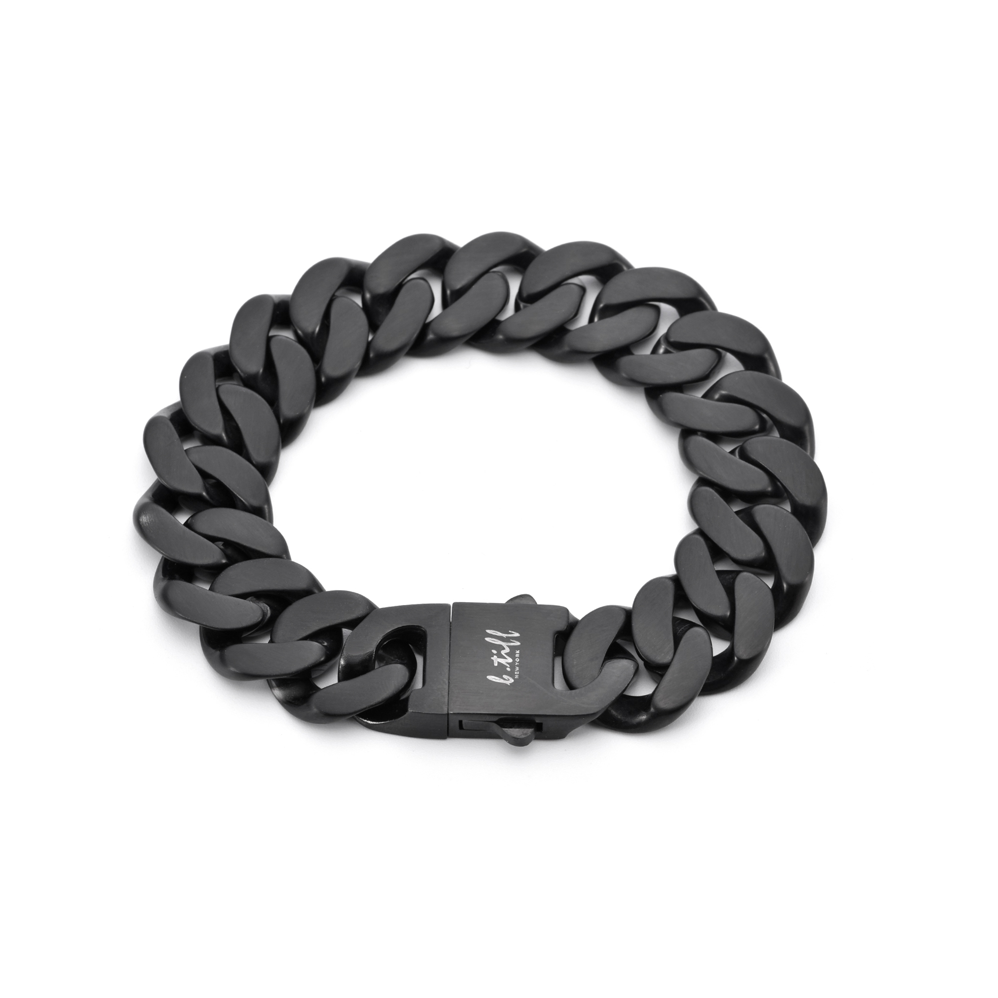 BG160B B.Tiff 16mm Black Flat Cuban Link Bracelet