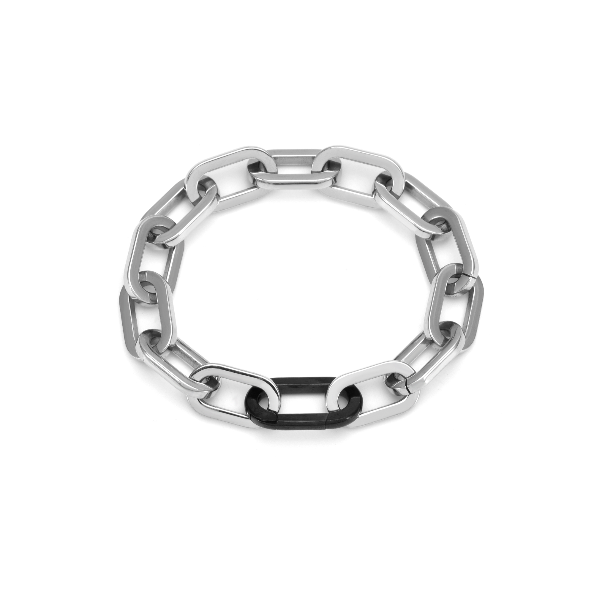 BG200WB B.Tiff Black Clasp Paperclip Bracelet