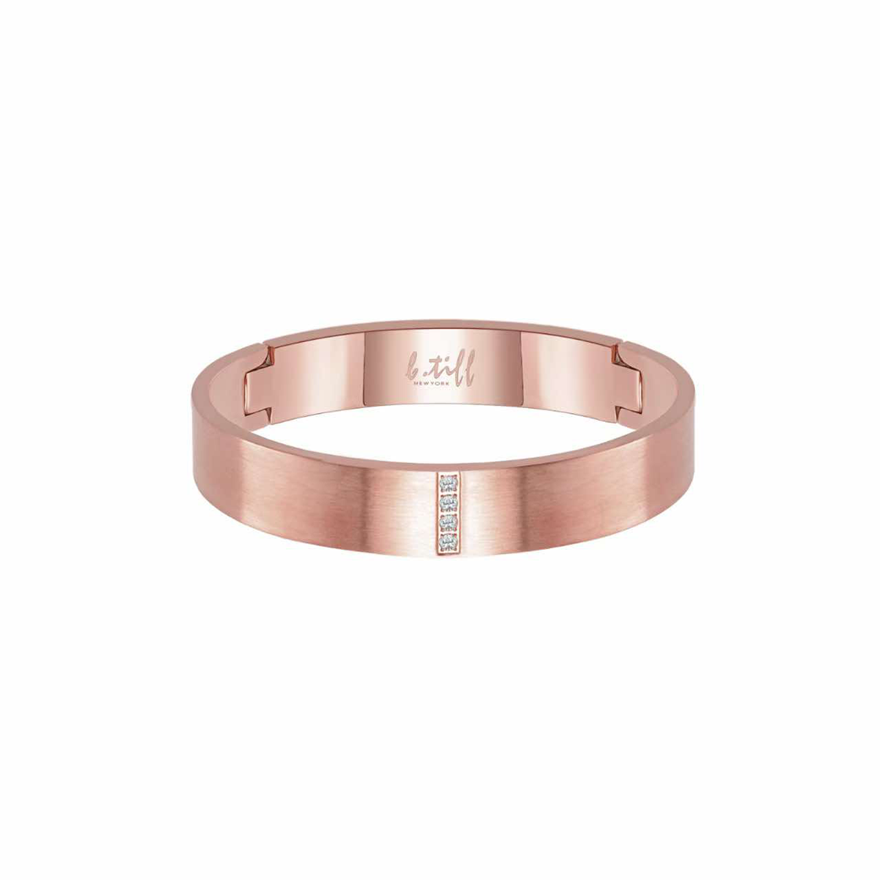 BG223RG B.Tiff 4-Stone Matte Rose Gold Wide Bangle Bracelet
