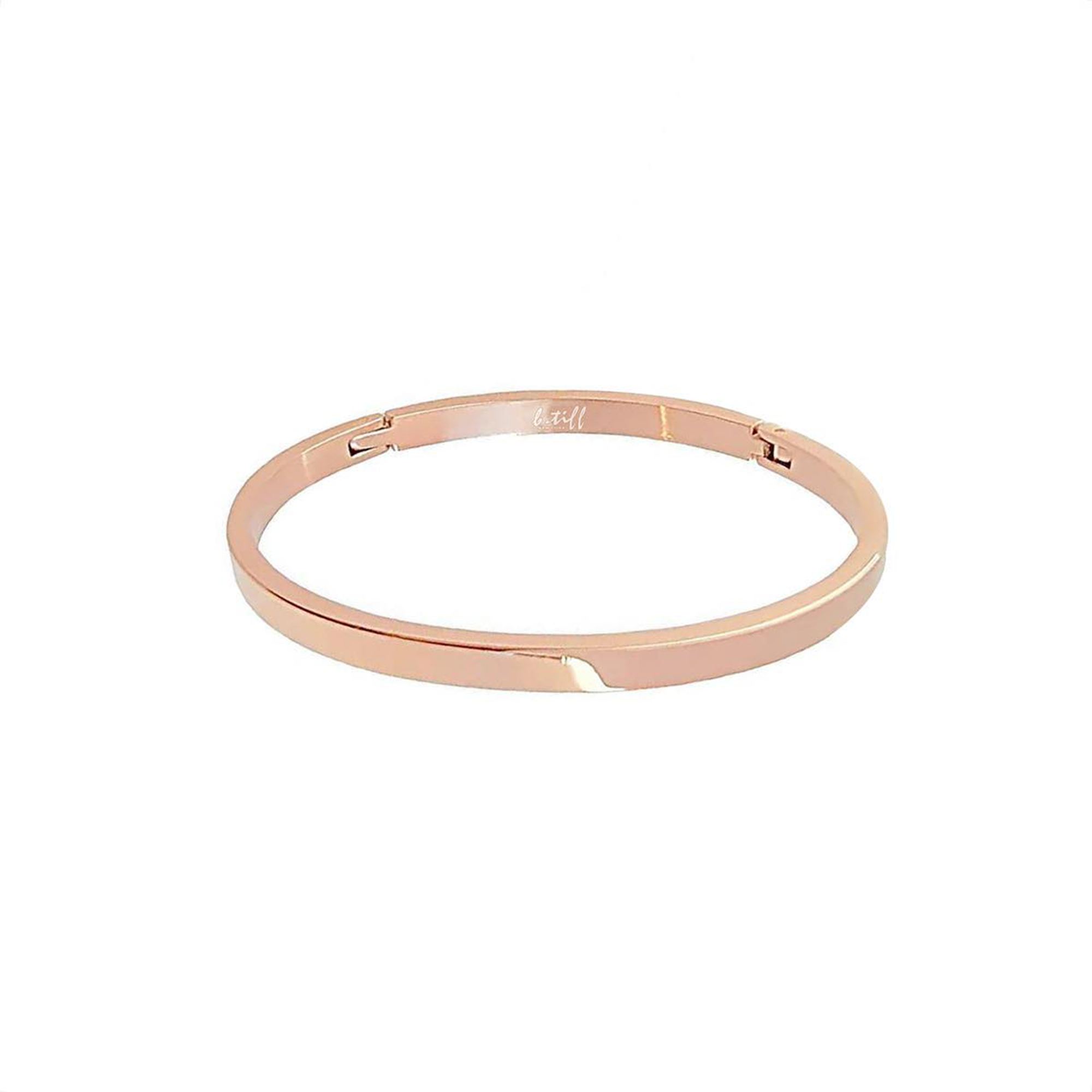 BG300RGP B.Tiff Simplicity Narrow High Polish Rose Gold Bangle Bracelet