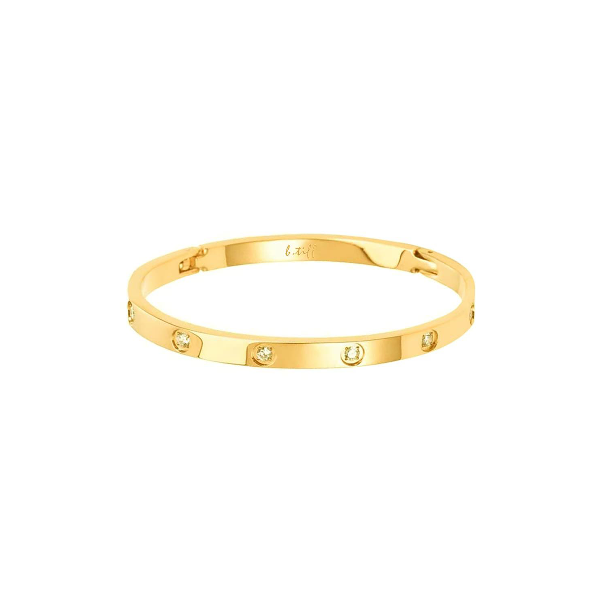 BG308GP B.Tiff 8-Stone High Polish Gold Bangle Bracelet by B.Tiff New York
