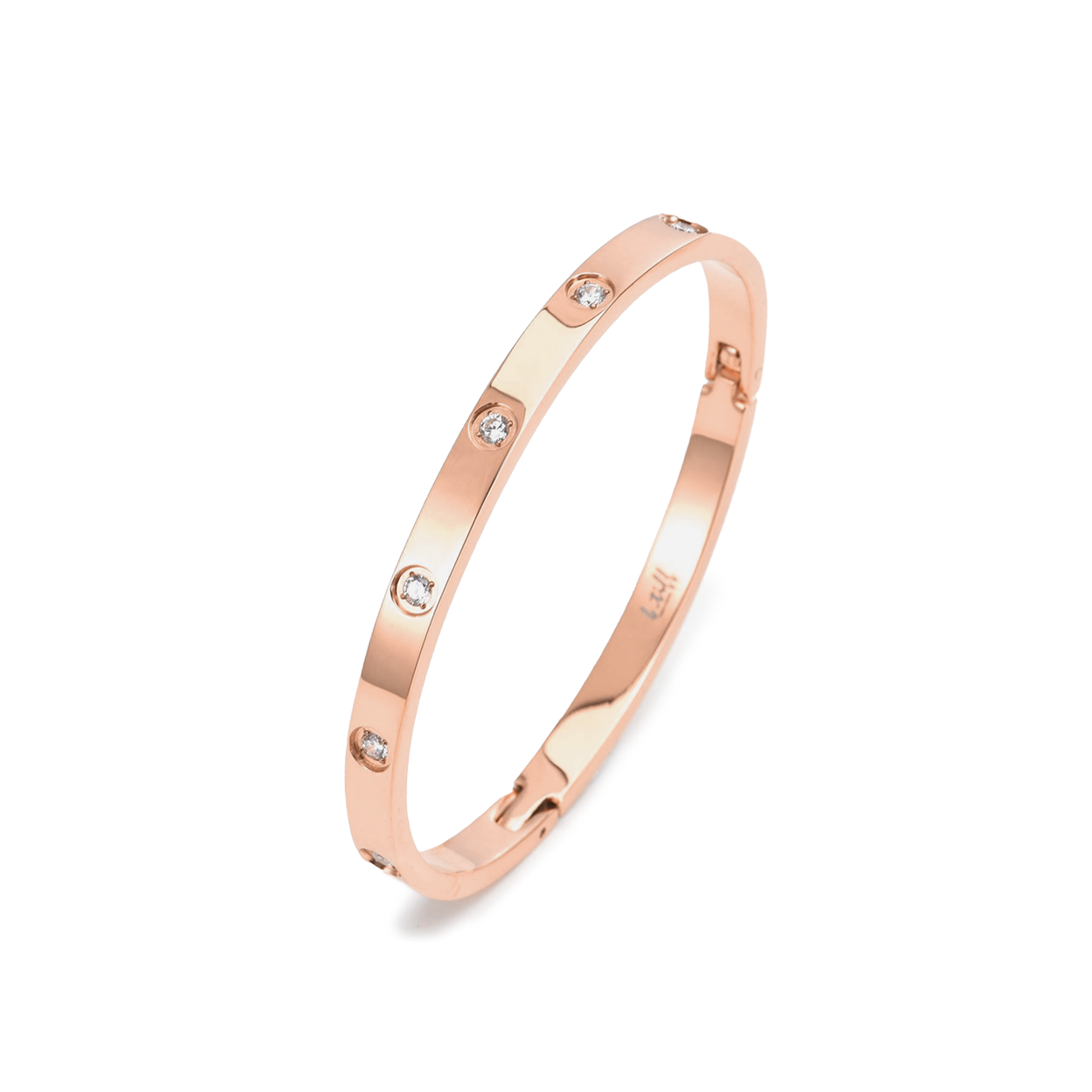 BG308RGP B.Tiff 8-Stone High Polish Rose Gold Bangle Bracelet