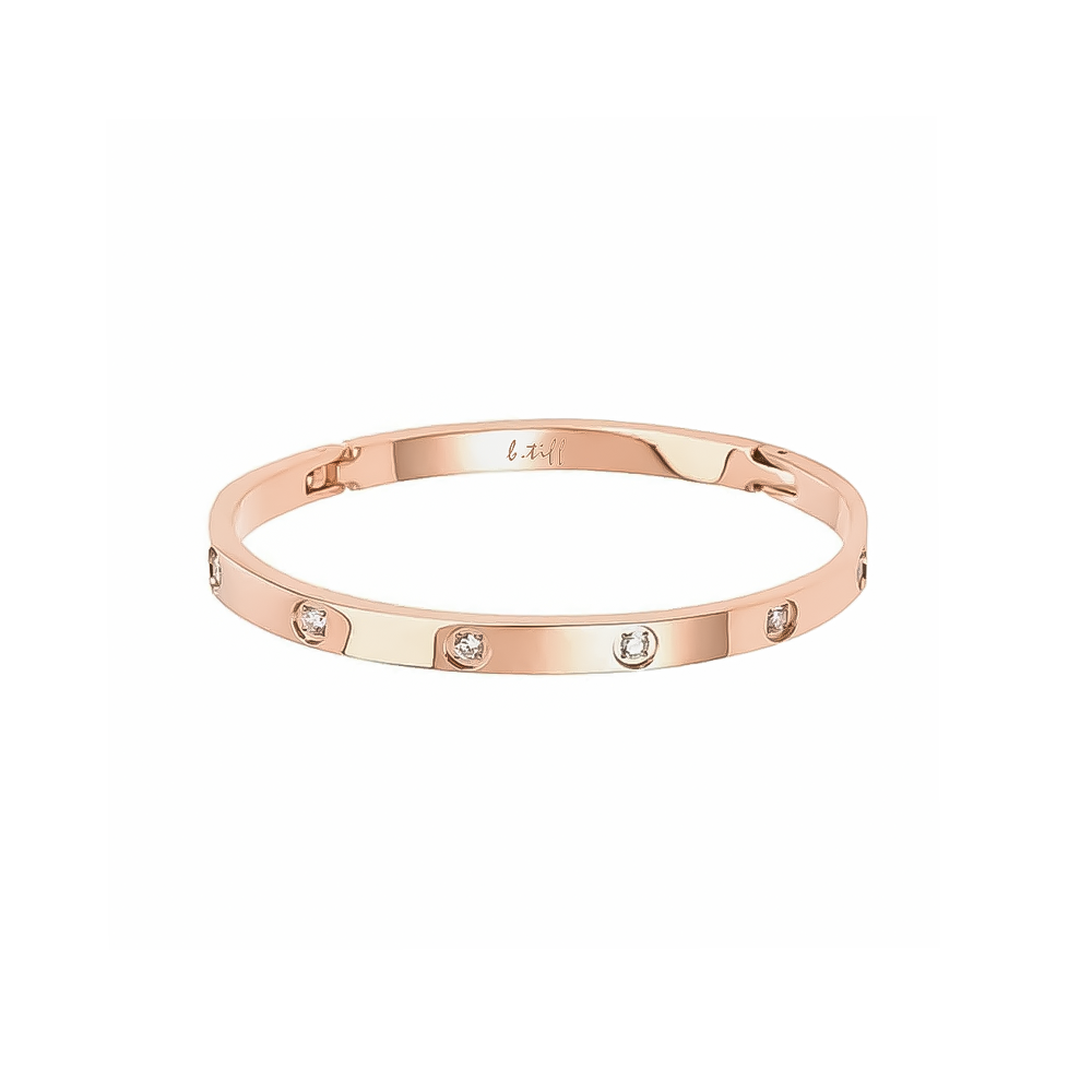 BG308RGP B.Tiff 8-Stone High Polish Rose Gold Bangle Bracelet