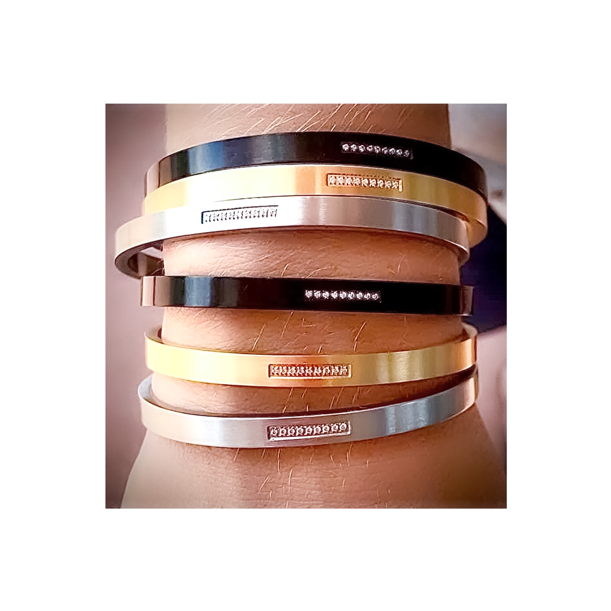 BG309W B.Tiff 9-Stone Pave Bangle Bracelet
