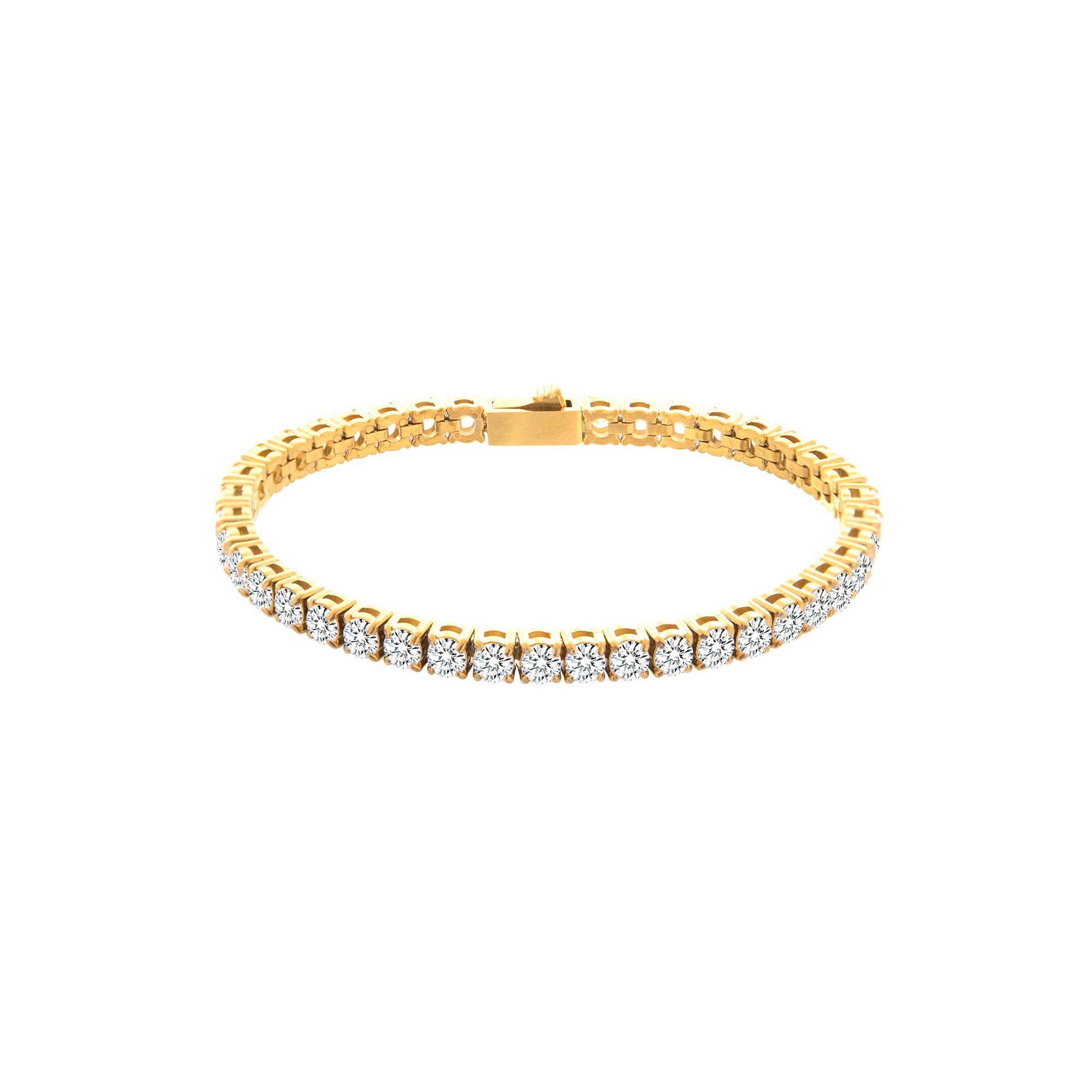 BG400G B.Tiff 4mm Gold Tennis Bracelet - Thin